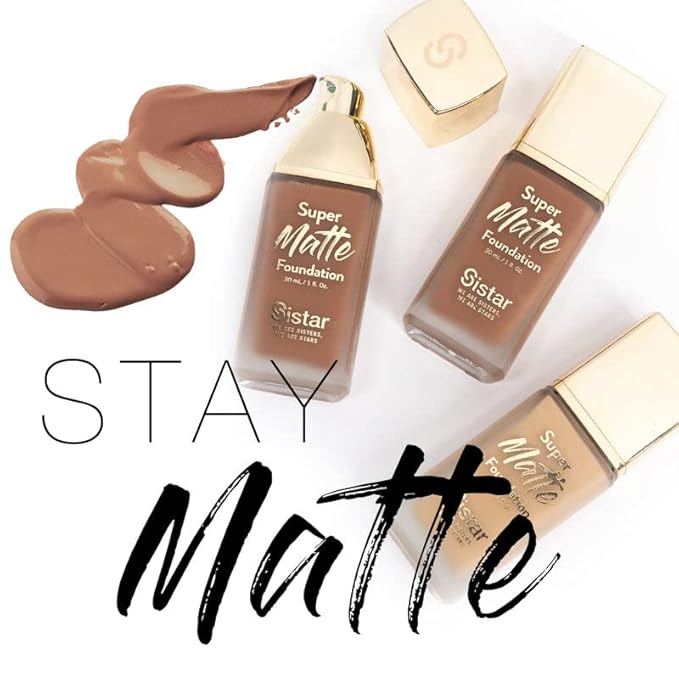 Sistar Super Matte Foundation Perfecting Liquid Foundation Full Coverage Control Shine Weightless Longwearing 30 mL / 1 fl. oz. (Sienna)