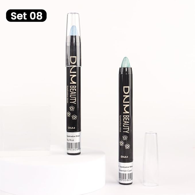 Kaely 2Pcs Cream Eyeshadow Stick Set for Eyes,Sky Blue & Greenish Cyan Shimmer Pen,Eye Brightener Halloween Makeup,sombras para ojos,Smooth Eye Shadow Highlighter Crayon Pencil Waterproof,10+12