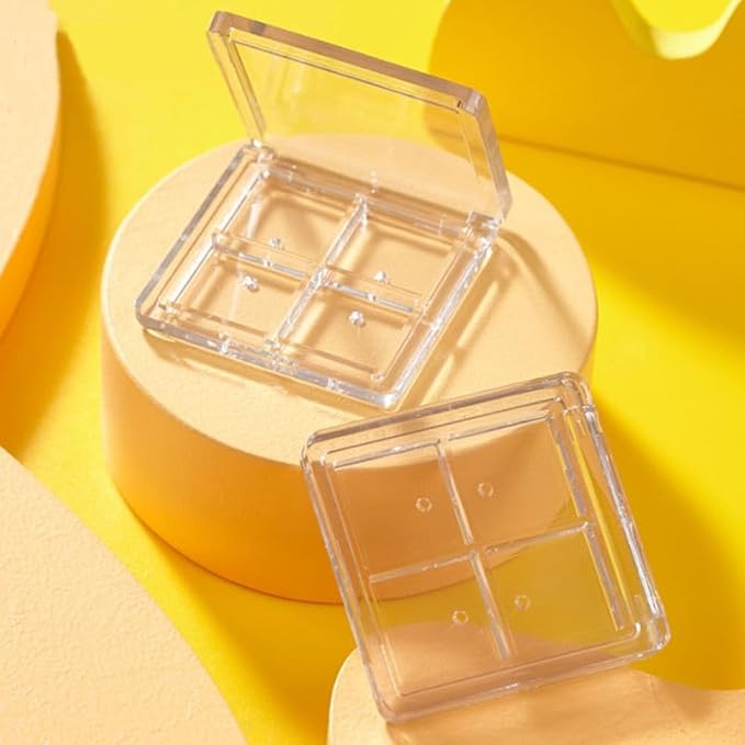 2PCS Empty Eyeshadow Palette 4 Grids Plastic Eye Make Up Container Palette Refillable Small Makeup Palette Lipstick Compact Containers Cosmetic Sample Storage Cases