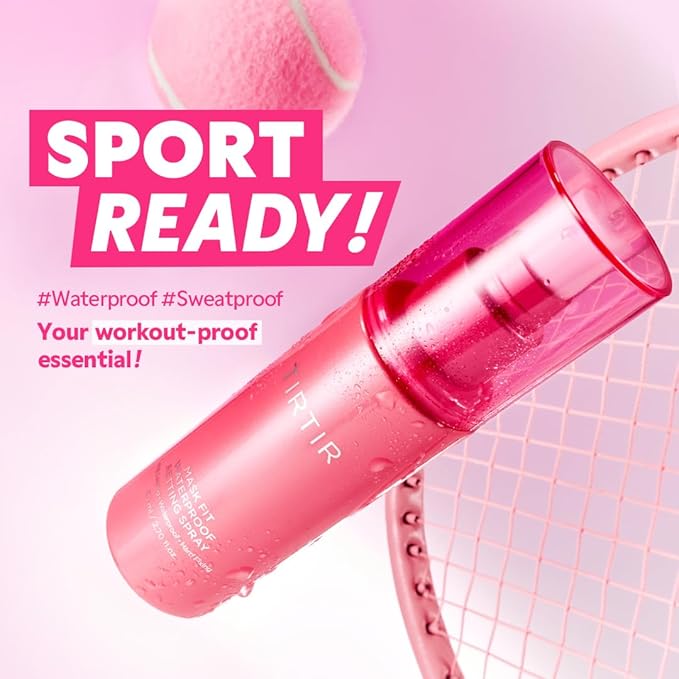 TIRTIR Waterproof Setting Spray – 24 Hour Long Lasting Fix, Sweatproof Water Resistant Makeup Finisher – Ethanol Free, Semi Matte Finish for Oily Skin – Korean Makeup Fixer