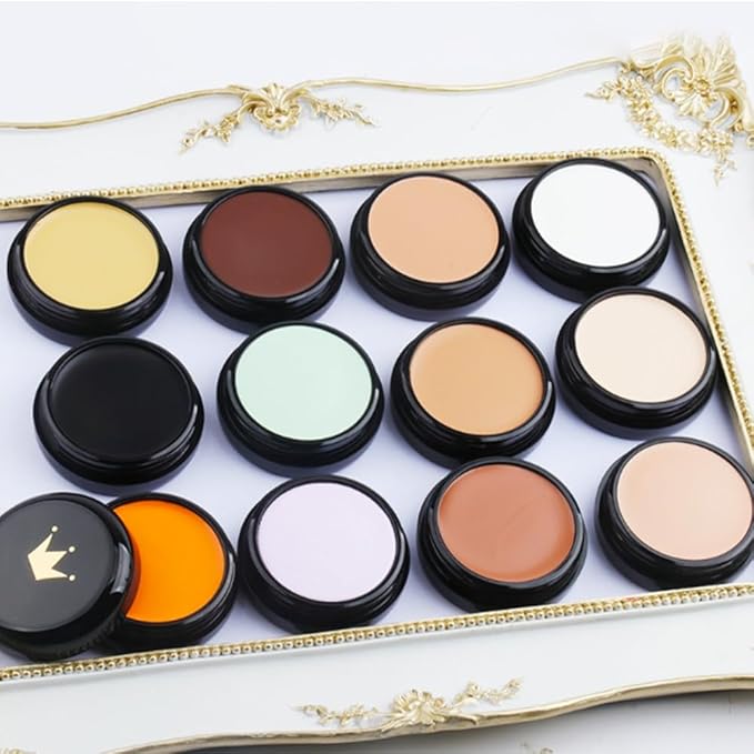 Kaely Color Correcting Concealer,Cream Pot Concealer Full Coverage,under Eye Concealer Palette for Conceals Dark Circles,Waterproof Foundation Face Makeup,11 Black