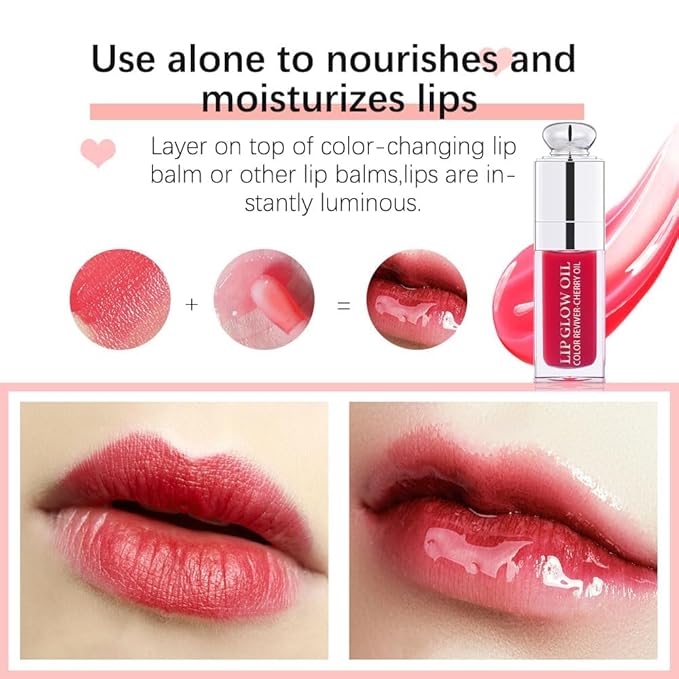 Hydrating Lip Glow Oil-Lip care oil- Lip Oil Tinted for Lip Care and Dry Lips-Prevents Dry Cracked-Non-sticky Big Brush Head-Lip Plumping -Lip Oil gloss tinted-002