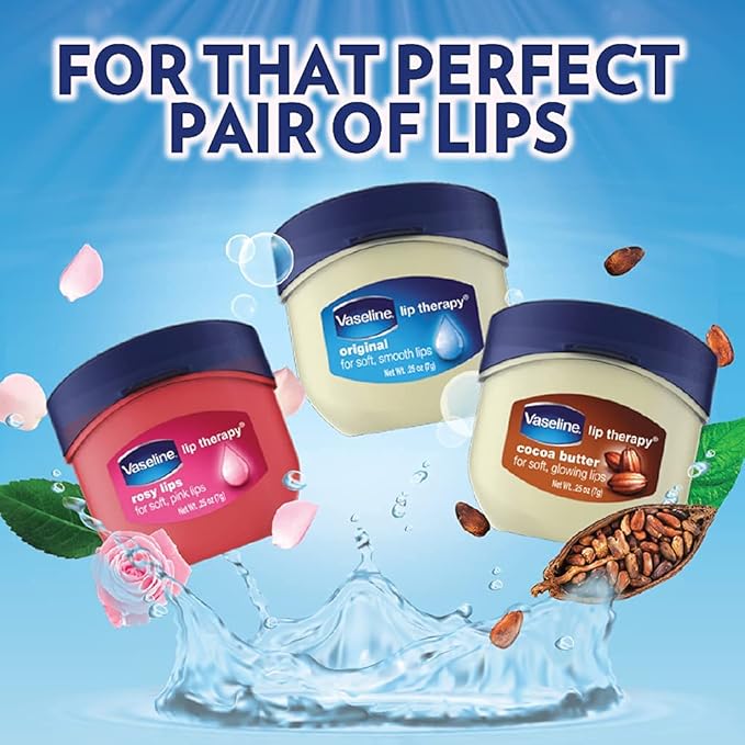 Vaseline Lip Therapy Lip Balm Mini, Rosy Lips | Lip Repair in a Container for Cracked, Dry Lip | Travel Size 0.25 Oz (Pack of 6)