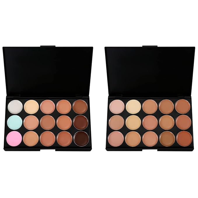 15 Colors Cream Foundation & Contour Palette, Professional Makeup Set, Multifunctional Concealer, Natural Finish, Full Coverage, All Skin Types, Unisex, Includes Storage Bag