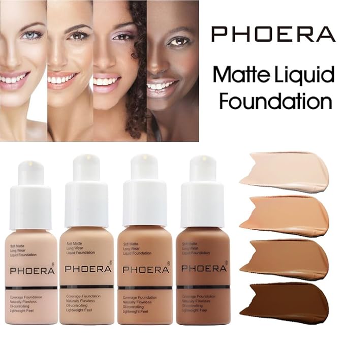 2 Pack PHOERA Foundation 104 Buff Beige Makeup,Full Coverage Foundation for Women and Girls