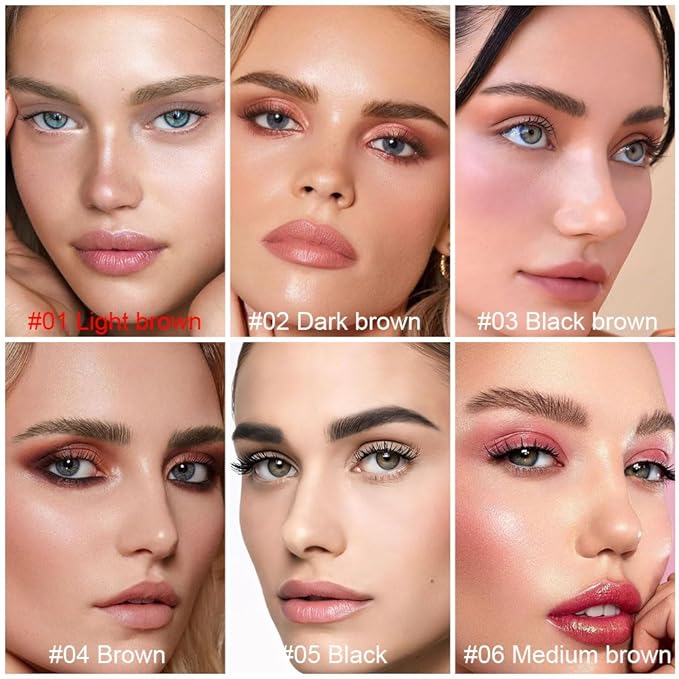 evpct 2Pcs Light Brown Magic Microblading Dual-Ended Eyebrow Contouring Pen Brow Pencil, with 4 Brush Micro-Fork-Tips Applicator and Precise Brush-Tip Hair Like Strokes, Dual-ended Eyebrow Brush