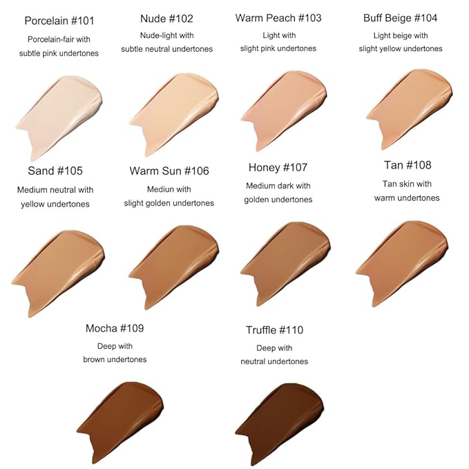 2Pcs Liquid Foundation Full Coverage 24HR Matte Oil Control Concealer 30ml (Nude & Buff Beige) with Kabuki Foundation Brush Flat Top (1pcs-101)