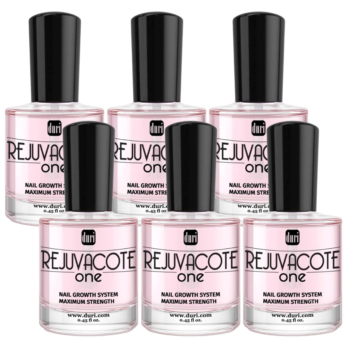 duri Rejuvacote 1 Original Maximum Strength Nail Growth System Base, Top Coat - Nails Hardening, Repair, Chipping, Strengthen, Breaking and Brittle Treatment (Pack of 6)