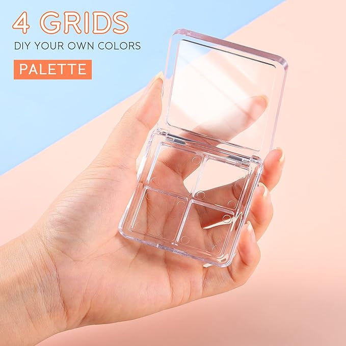 Beaupretty 10 Pieces Empty Eyeshadow Pallet 4 Grids Eye Shadow Lipstick Storage Case Box Clear Makeup DIY Cosmetic Organizer Container