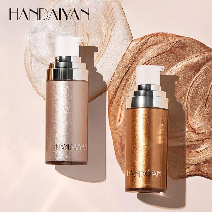 Body Face Luminizer Highlighter Cream Spray Liquid Bronzer Illuminator Glow Glistening Makeup Foundation (#3 Bronze Gold)