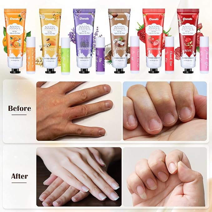 36 Set Thank You Gifts for Employee Hand Cream and Lip Balm Bulk Set with Organza Bag Thank You Card Hand Lotion Appreciation Gift Set for Women Men Coworkers Volunteer