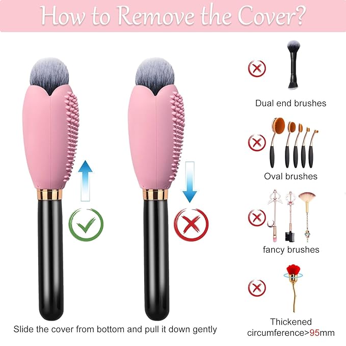 Silicone Travel Make-up Brush Holder with Cleaner Mat Pad, Organizer Case Covers for Foundation Eye Lip Brushes Storage Cleaning, Gift for Women Girl-friend Mother Wife, 5-Pcs Large + 7 Small, Blue