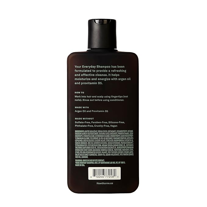 Hawthorne Men's Everyday Shampoo. For Stronger, Healthier Hair with Pure Avocado Oil and Coconut Oil. Mint and Eucalyptus Scent. Natural, Sulfate Free, Paraben Free. 8 fl. oz. 2-Pack.