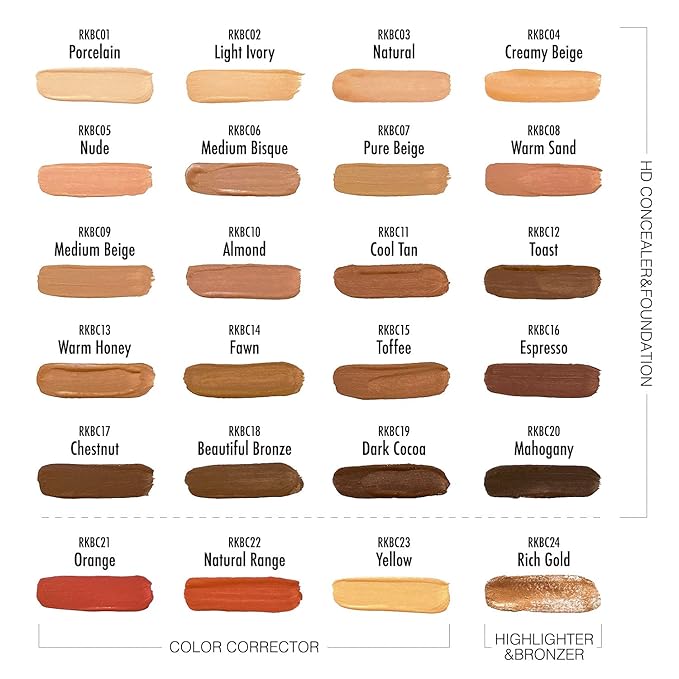 Ruby Kisses HD Concealer & Foundation Flawless Full Cover Brush Face Makeup (Natural Orange Corrector)