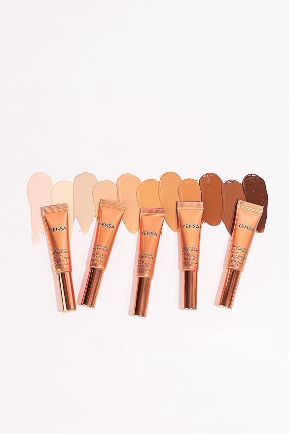 YENSA Skin On Skin BB + CC Full Coverage Concealer - Color Correcting Serum Concealer - Creaseless & Brightening Formula with Hyaluronic Acid & Superfood Complex - Deep Cool (0.34 Fl oz)