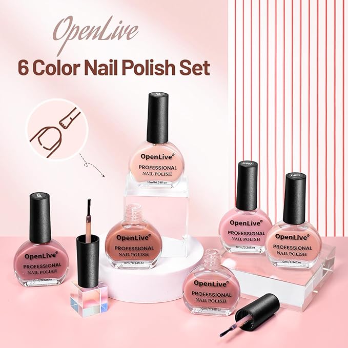 Jelly Nail Polish Set 6 Colors Nude Pink Pale Purple Jelly Quick Dry Nail Polish Set for Nail Art Manicure DIY Salon