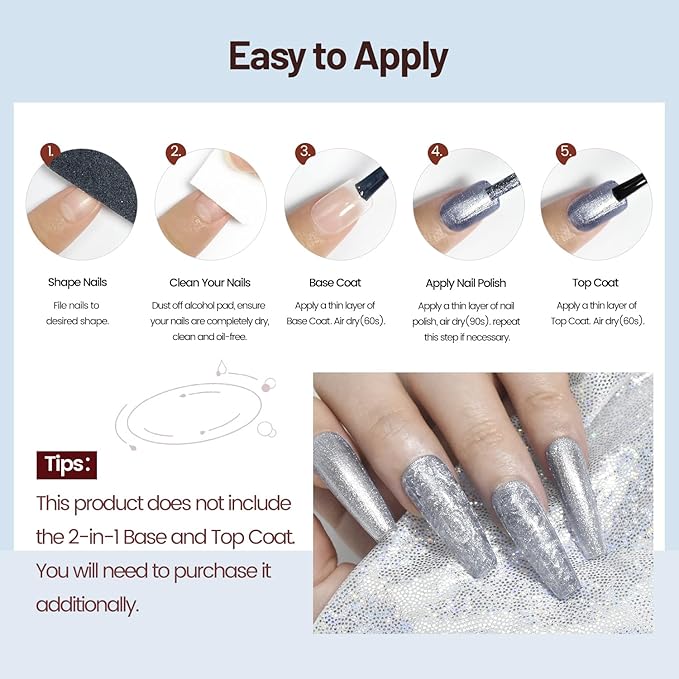 10ml Glitter Nail Polish Set 6 Colors Glitter Effect All Seasons Neutral Color Quick Dry Nail Polish Set for Women Salon DIY Nail Art