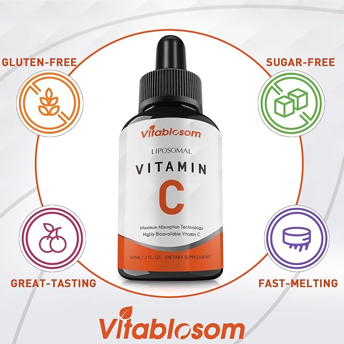 Liposomal Vitamin C Liquid Drops Supplement for Adults, Maximize VIT C, 60ml (1 Bottle)