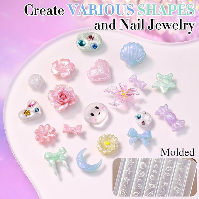 Double Rhythm 3D Nail Gel Pearl Solid Sculpting for Nail Art Non-Sticky Hard for Building Carving Molding Extension Soak Off UV/LED Nail Art Salon Home DIY 0.5 Oz (Purple-Silk 05)