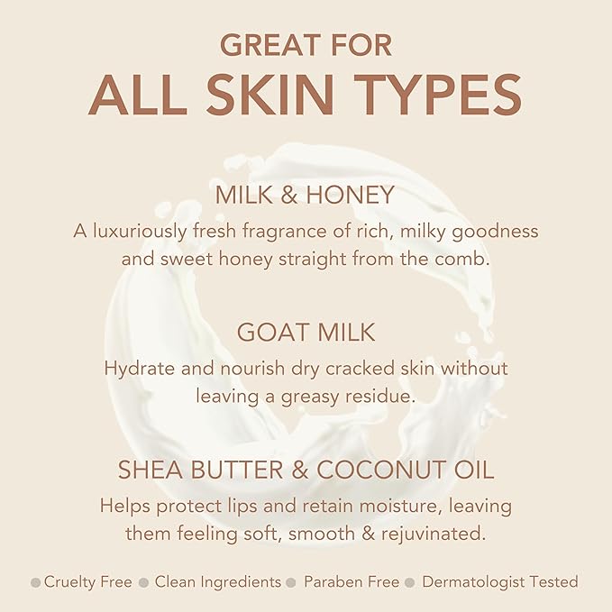 Dionis Goat Milk Skincare Milk & Honey Holiday Lip Balm Gift Set - Beeswax, Shea Butter & Coconut Oil Lip Care Products Made in The USA - Cruelty Free Lip Moisturizer For Chapped Lips, 0.28oz 3 Pack