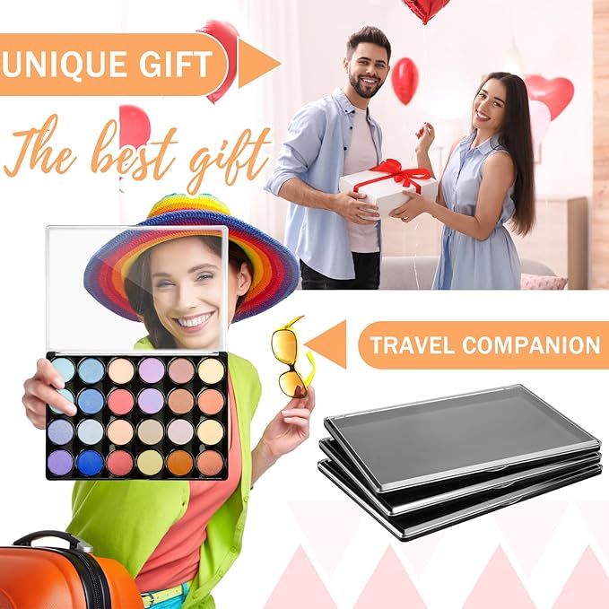 3 Pcs Large Empty Magnetic Eyeshadow Palette Cosmetics Pan with Clear Top DIY Eyeshadow Pan Cosmetics Dispensing Storage Box for DIY Eyeshadow Lipstick Pigment Blush 9.25 x 6.57 x 0.47 Inch