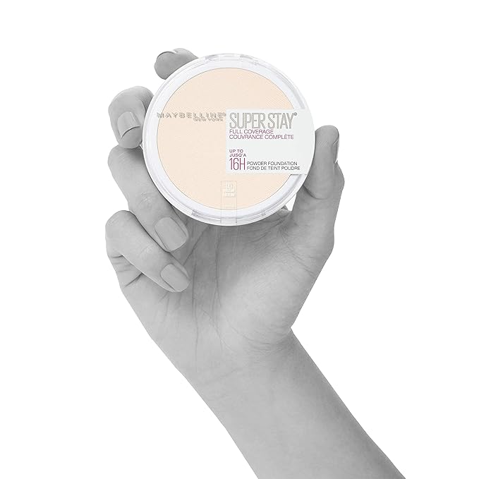 Maybelline Super Stay Full Coverage Powder Foundation Makeup, Up to 16 Hour Wear, Soft, Creamy Matte Foundation, Porcelain, 1 Count