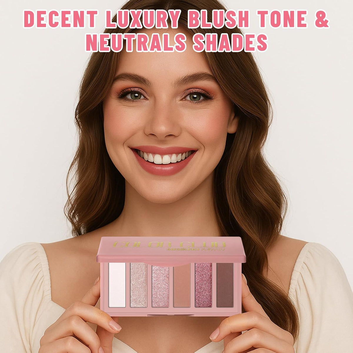 6 Colors Mini Eyeshadow Makeup Palette Blush-colored Neutral Tone Eye Shadow Matte & Shimmer Nude Make Up Pallet with Mirror Blendable Highly Pigmented Travel Size Gift Kit 03