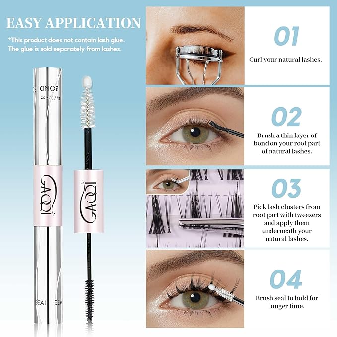 GAQQI Lash Clusters Wispy & Natural Eyelash Clusters Clear Band, 10-14mm Cluster Lashes 120PCS, Cluster Eyelash Extensions C Curl, Cluster Lashes Ultra-thin & Soft Invisivle Band (FEATHER)
