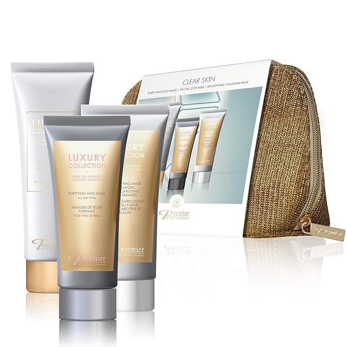 Premier Dead Sea Classic Clear Skin Kit Mud Mask + Moisturizing Collagen Mask + Facial peeling
