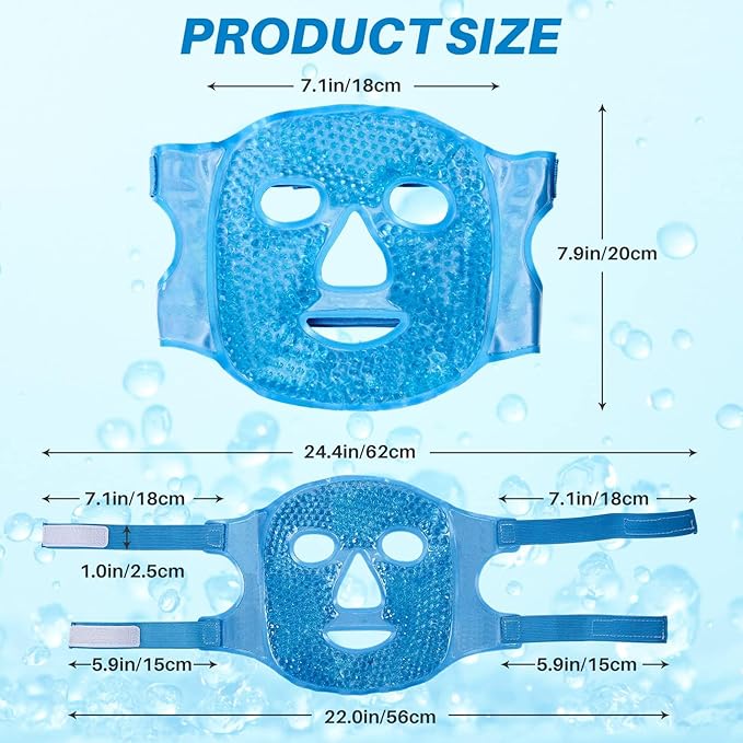 Ice Pack Cold Face Eye Masks Reduce Face Puff, Dark Circles, Reusable Cold Hot Gel Face Eye Mask, Suitable for Women Facial SPA, Ice Face Mask for Sleeping, Headaches (Blue)
