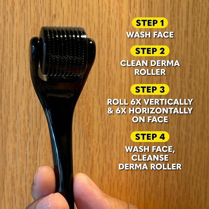 The Beard Club Derma Roller for Face, Body and Scalp - Microneedling for Men and Women with 540 Titanium Microneedles - Beard Roller & Micro Needling Scalp Hair - Gray & Black