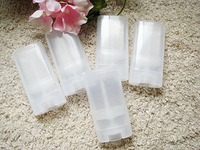 15ml Empty Oval Lip Balm Tubes Deodorant Containers Lip Balm Tubes Lip Gloss Container Holder With Caps Clear/White Pack of 6pcs (Transparent)