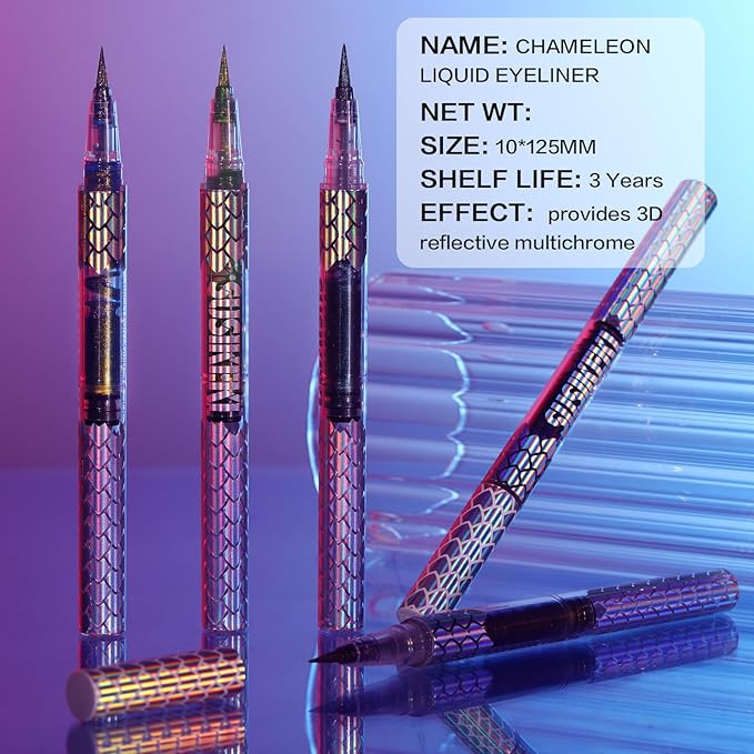 Chameleon Metallic Duochrome Liquid Eyeliner, Color Shifting Shimmery Eye Liner, Duo-color Waterproof Long Lasting Glitter Eye Makeup Pen Eyeliners (Mermaid Gleam)