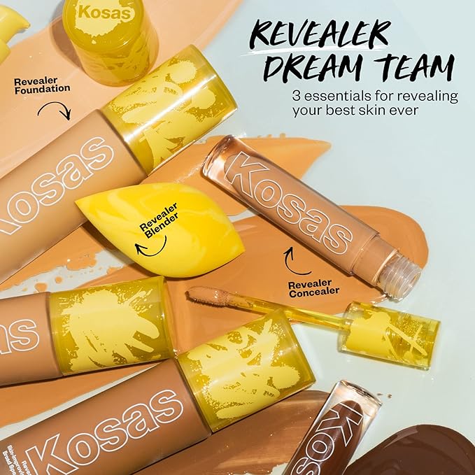 Kosas Revealer Skin-Improving Foundation with SPF 25 Protection - Hydrate, Brighten, Soothe, Plump, Protect Skin - Smoothing Texture, Natural Finish and Clean Formula - Light+ Cool 180