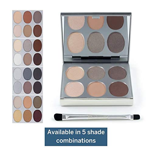 Jerome Alexander New Again Eyeshadow Palette & Brush, 6 Buildable & Blendable Micronized Powder Shades (Night Out)