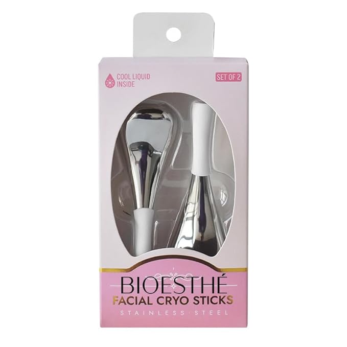 Ice Globes for Face & Eyes, Unbreakable Stainless Steel Cryo Sticks for Beauty Routines, Facials Cold Roller Cooling Globes for Puffiness, Wrinkles, Dark Circles, Headaches(White)