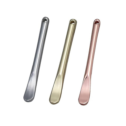 3 Pieces Zinc Alloy Makeup Spatula Eye Cream Spoon Beauty Scoop Mini Spoon Makeup Beauty Spoons Mini Cosmetic Skincare Spatula for Cream Lotions, Cylindrical Handle Type, Golden, Silver, Rose-Gold