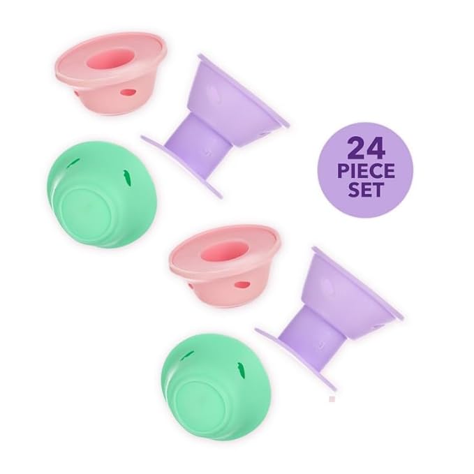 24pc Heatless Curling Pods - Silicone Hair Rollers For No Damage Heatless Curls, Heatless Curlers Value Pack, Overnight Hair Curlers For Versatile Hairstyling (PASTEL)