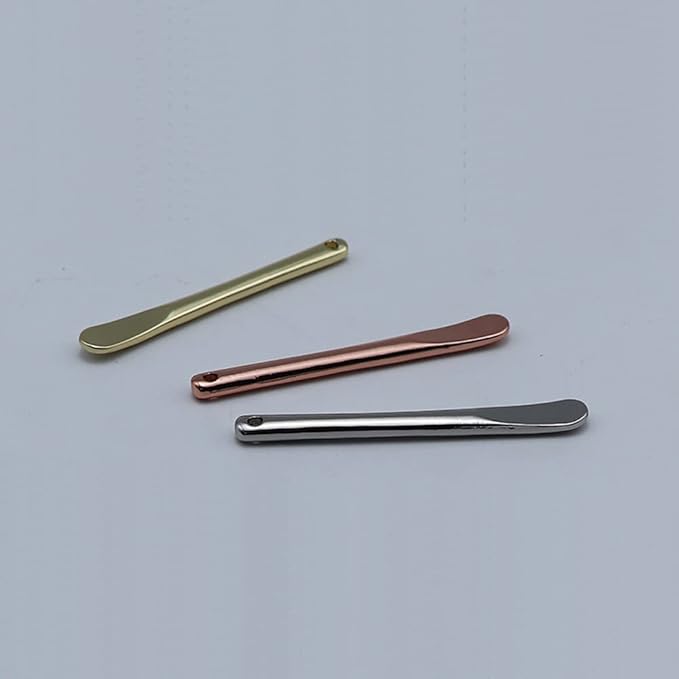 3 Pieces Zinc Alloy Makeup Spatula Eye Cream Spoon Beauty Scoop Mini Spoon Makeup Beauty Spoons Mini Cosmetic Skincare Spatula for Cream Lotions, Cylindrical Handle Type, Golden, Silver, Rose-Gold