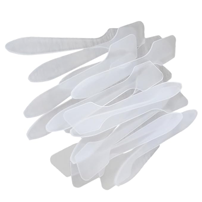 Healifty 50pcs Makeup Spatula Tool Scoop Beauty Tools Makeup Spoons Transparent Spatula Facial Cream Spatula Cosmetic Spatula Smooth Waxing Spatulas makeup tools Household items Disposable