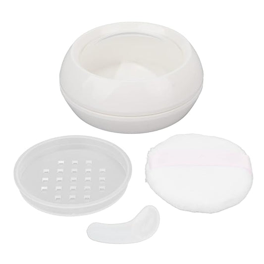 Dioche Loose Powder Container with Puff Sifter Lids, Plastic Refillable Empty Loose Powder Puff Case Face Powder Blusher Makeup Cosmetic Jars Containers for Travel Daily Use