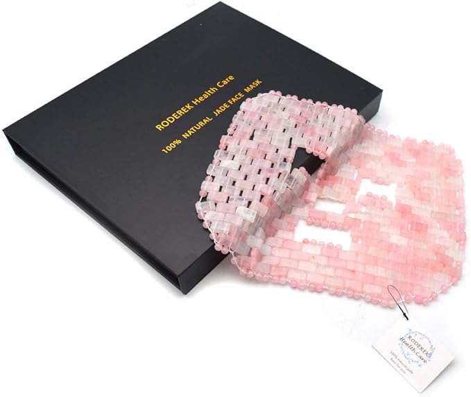 Jade Ice Sleeping Mask, Jade Mask for Relieving Face & Eye Puffiness Migraine, Anti Wrinkle Mask Therapy, Yoga Meditation Tools (Rose Quartz)
