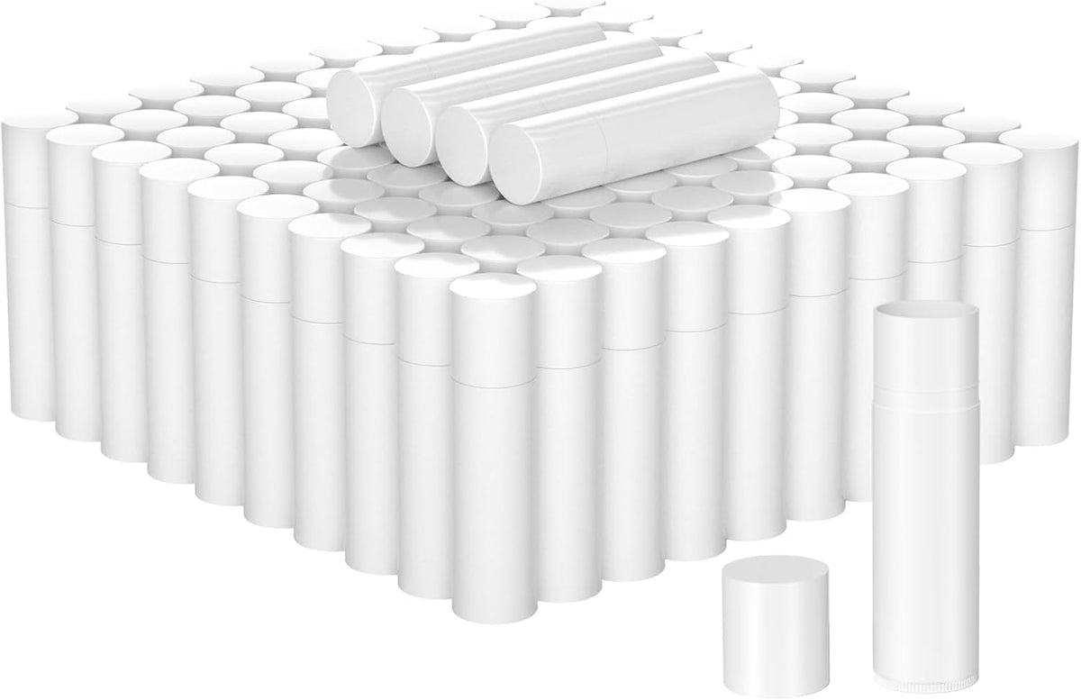Empty Lip Balm Tubes for DIY Lipstick with Leak-proof Caps, 100-Pack Lip Balm Containers BPA Free, White