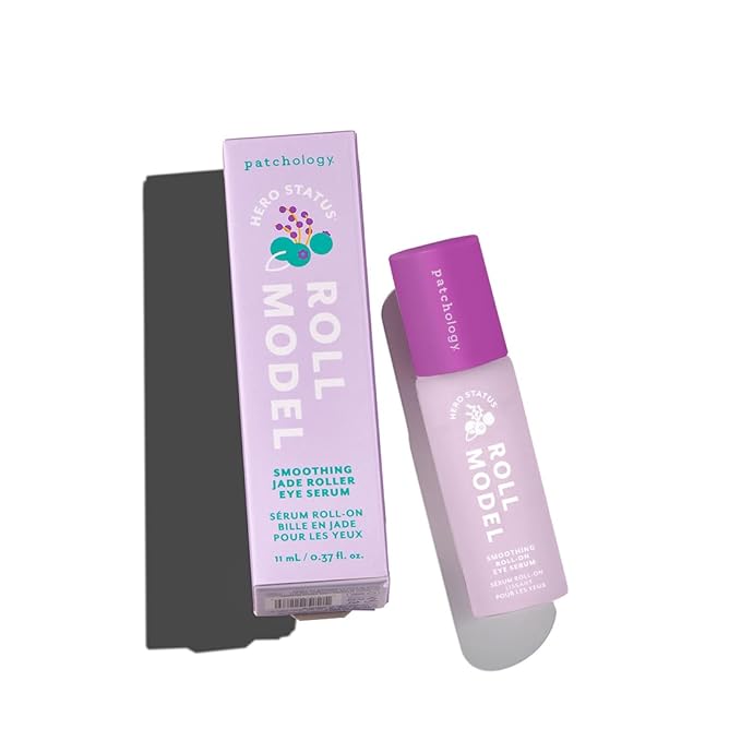 Patchology Jade Facial Roller with Peptides and Bakuchiol Serum for under eyes - Patchology Smoothing Roll Model - firms and smooths skin while reducing visible fine lines. 1 count.