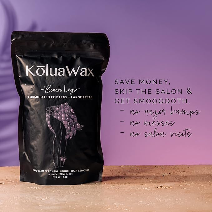KoluaWax Hard Wax Beads for Hair Removal – Coarse Hair Formula – Face, Brazilian, Underarms, Back Chest, Bikini Waxing – Lavender Bliss, 1lb Refill for Wax Warmers & 10 Large Applicator Sticks