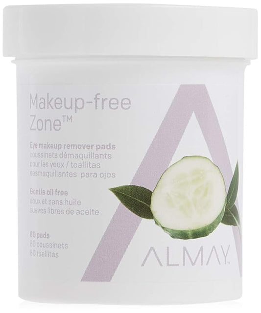 Almay Oil Free Gentle Eye Makeup Remover Pads , Oil Free Micellar, Hypoallergenic, Cruelty Free, Fragrance Free, Ophthalmologist Tested, 80 Pads ( Packaging May Vary )
