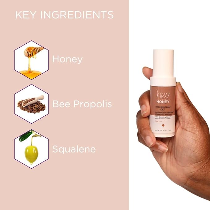 Hey Honey Trick and Treat CC² Cream SPF 46 | Active Moisturizing Color Correcting Cream with Honey & Propolis | Best Cover For Rosacea, Skin Redness & Mature Skin | Cruelty-Free | 1 oz (Light Tone)