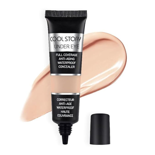Pro Under Eye Full Coverage Liquid Concealer to Cover Dark Circles, Scars, Redness, Spots, Fine Lines, Corrector Anti-Aging Natural Finish, Moistening Smooth Cream, Waterproof 0.4 fl oz - Beige#