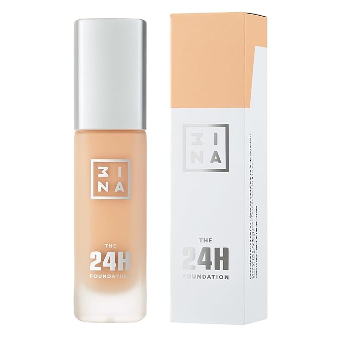 3INA The 24H Foundation 627-24H Long-Wearing Formula - Medium To High Buildable Coverage - Smooth Matte Finish - Expanded Shade Selection - Waterproof, Cruelty Free, Vegan Makeup - 1.01 Oz