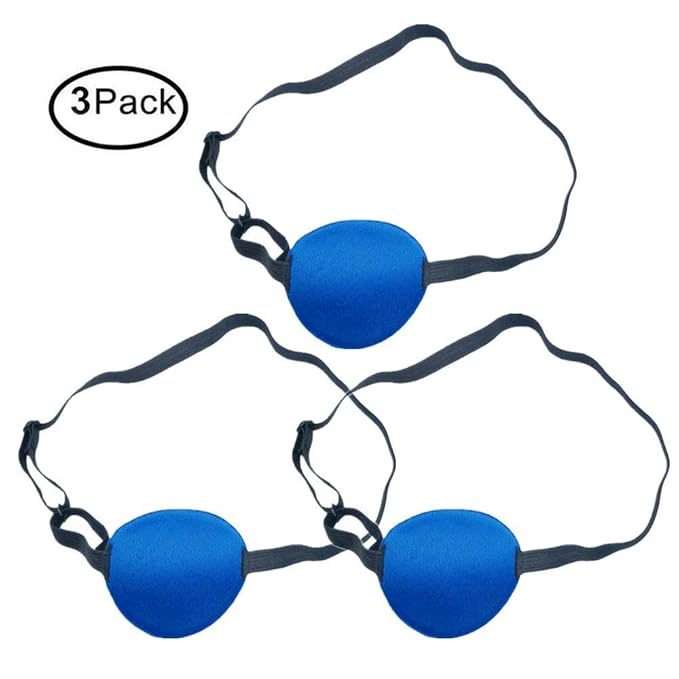 3 Pack Eye Patch Strabismus Adjustable Eye Patch Eye Mask Buckle Adults and Kids Blue